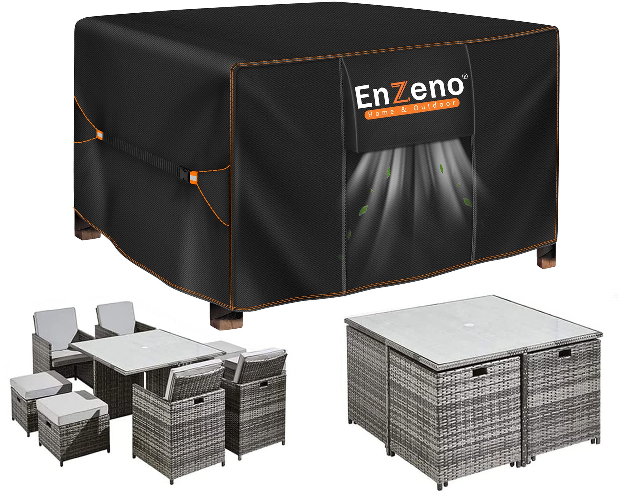 Enzeno Cube Garden Furniture Covers,110X110X74cm Garden Square Table Cover Waterproof,420D Heavy Duty Outdoor Patio Rattan Cube Table Covers Windproof,Anti-UV for Chair and Table Rattan Sofa Cover