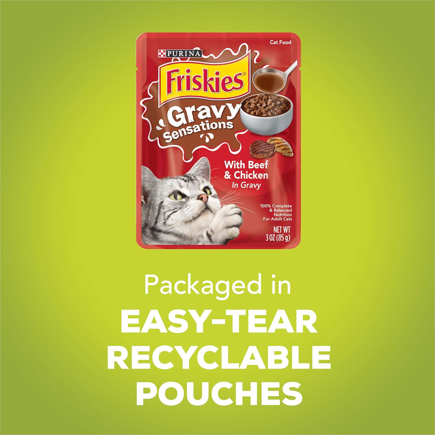 Purina Friskies Gravy Wet Cat Food Variety Pack, Gravy Sensations Farm & Fish Pouches - (24) 3 oz. Pouches : Wet Pet Food Pouches : Pet Supplies