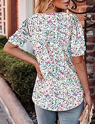 KISSMODA Women's Tunic Tops Casual V Neck Short