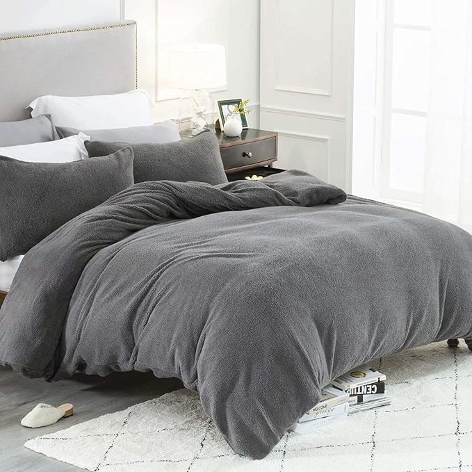 Bedsure Fleece Duvet Cover Single Teddy Fleece Bedding 2 pcs with