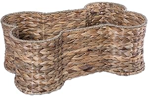 Bone Dry Pet Storage Collection, Bone Shape Hyacinth Toy Basket, Natural, Medium