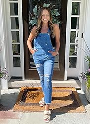 luvamia Women's Casual Distressed Adjustable Denim