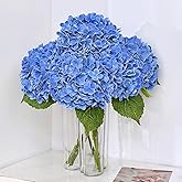 MARTINE MALL 3Pcs 21in Hydrangea Artificial Flowers, Latex Real Touch Hydrangeas Lifelike Large Hydrangea Flowers for Home Decor Party Arrangements Wedding Bouquets Centerpieces (Dark Blue)
