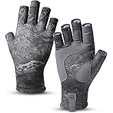 Tough Outdoors Fingerless Fishing Glove - UPF 50+ Sun Protection for Water Sports Enthusiasts - Lightweight, Breathable, Kayaking, Paddling & Sailing Gloves - Black, S/M