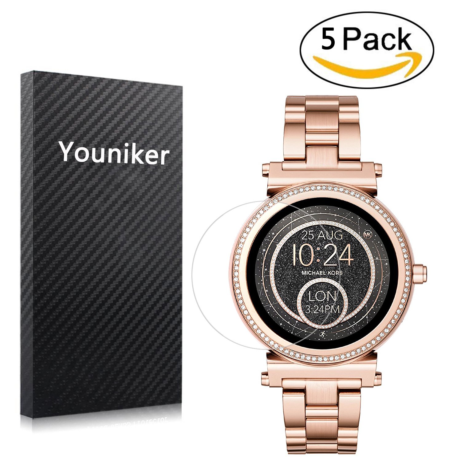 Youniker 5 Pack Michael Kors Access Sofie Screen Protector Film, Michael Kors Women's Smartwatch Sofie Screen Protector Foils Crystal Clear HD, Anti-Scratch, Anti-Fingerprint,Bubble Free