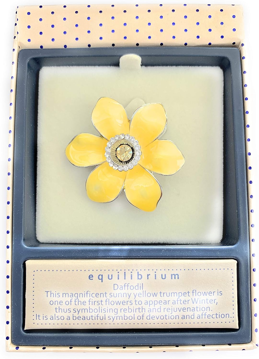 Daffodil Brooch Radiant Yellow Enamel Petals & Gem Middle, Yellow,Silver, Small - Image 4