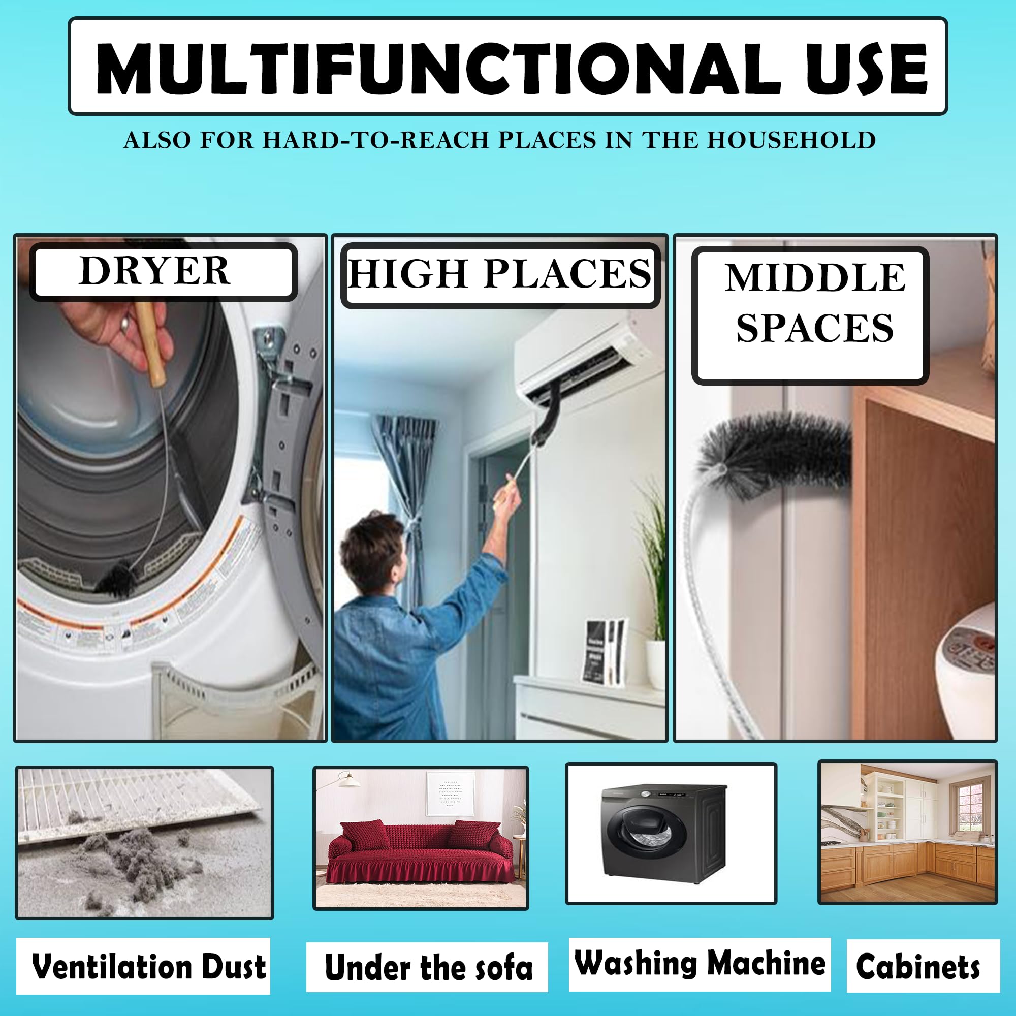 Clothes Dryer Lint Vent Trap Cleaner Brush Gas Electric Fire Prevention Exhaust (1 Pack)