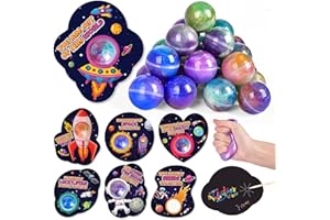 Fun Little Toys Valentine's Day Gift for Kids with Love Note Cards Galaxy Slime Kit - 28pcs Galaxy Slime Valentines School Party Favor, Ball-Box 7 Color Slime, Classroom Exchange Gifts Scratch Card