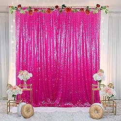 AMZLOKAE Hot Pink Sequin Backdrop Curtain 4FTx7FT