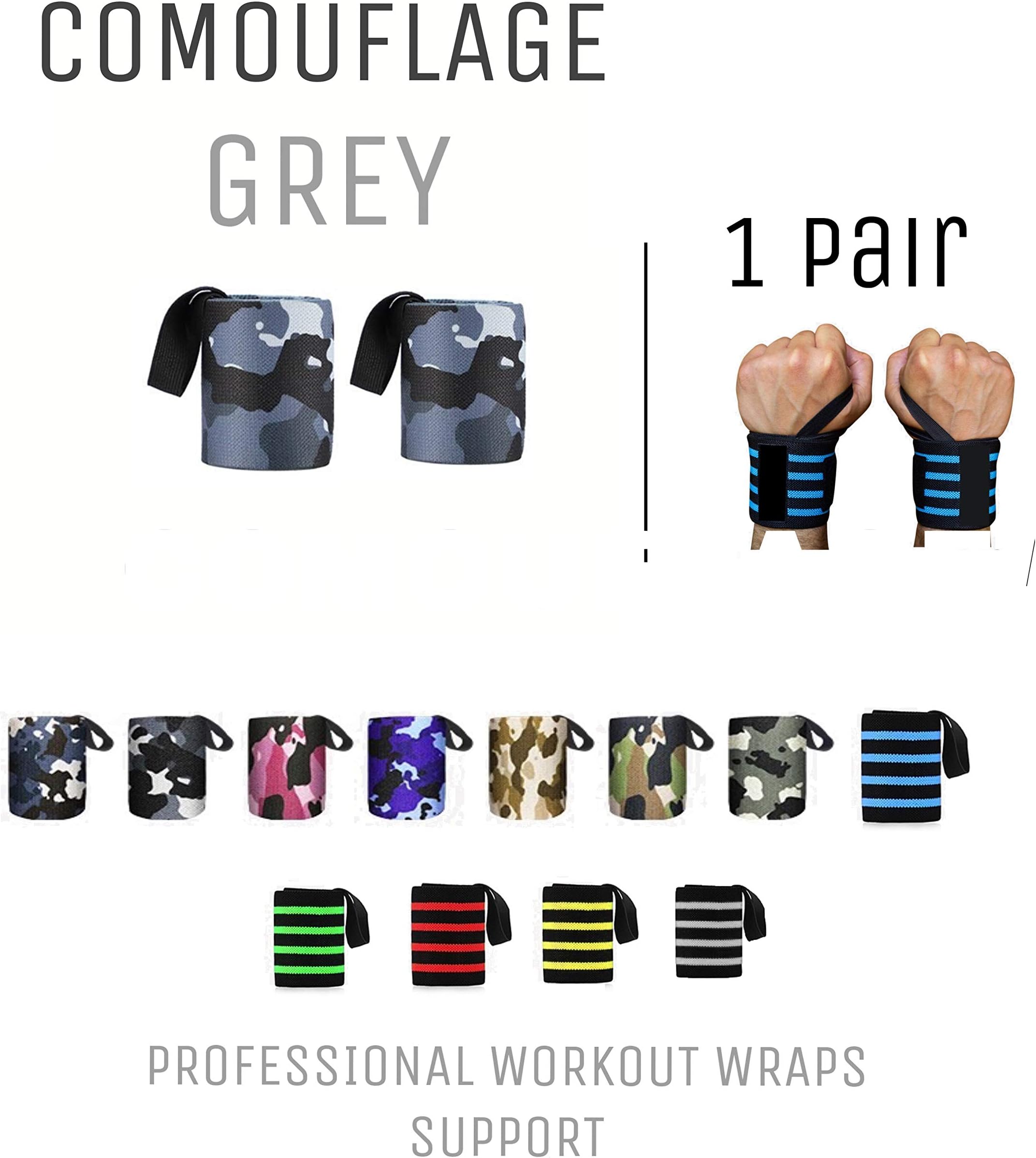 Privfit Wrist Wraps 18" Professional Grade with Thumb Loops - Wrist Support Braces for Men & Women - Weight Lifting, Xfit, Powerlifting, Strength Training