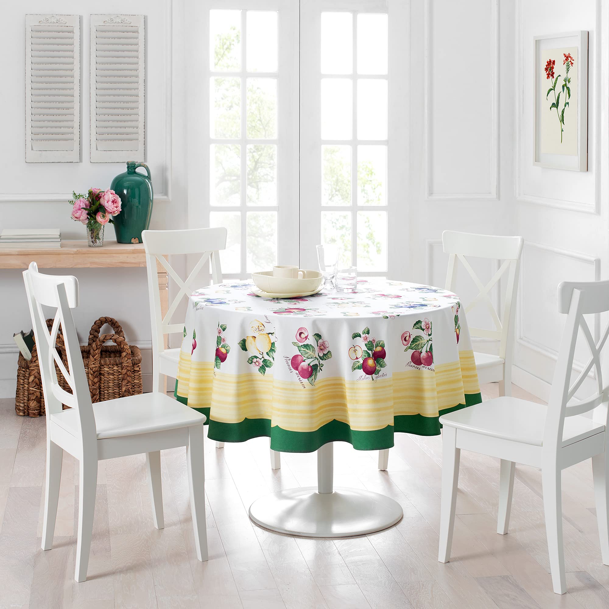 Elrene Home Fashions Villeroy & Boch French Garden Round Tablecloth, Tablecloth for Dining Tables, 70 Inches Round Multi Color