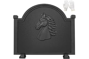 G GOOD GAIN Fireplace Back Plates - Firebacks for Fireplace 20 inch with Feet | Cast Iron Fireplace Heat Deflector Wall Protection | Fire Backs for Kitchen Backsplash Decorative Horse Design