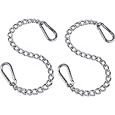 Hanging Chair Chain with Two Carabiners, Stainless Steel Hanging Kits for Hammock Punching Bags Heavy Duty 400LB Capacity Indoor Outdoor, 2 Sets
