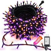 Joomer Orange Purple Halloween Lights, 100FT 300LED Plug-in String Lights | Connectable with 8 Modes Timer, Waterproof Indoor Outdoor for Haunted House, Halloween Party &amp; Trick Or Treat Decor