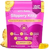 KITTYQUEEN Slippery Kitty Vaginal Probiotic and Moisture Gummies, 60 Count | Pineapple Flavor, Women's Probiotic Gummies for Feminine Health, pH Balance, Odor Control, Flora Support and Moisture Boost