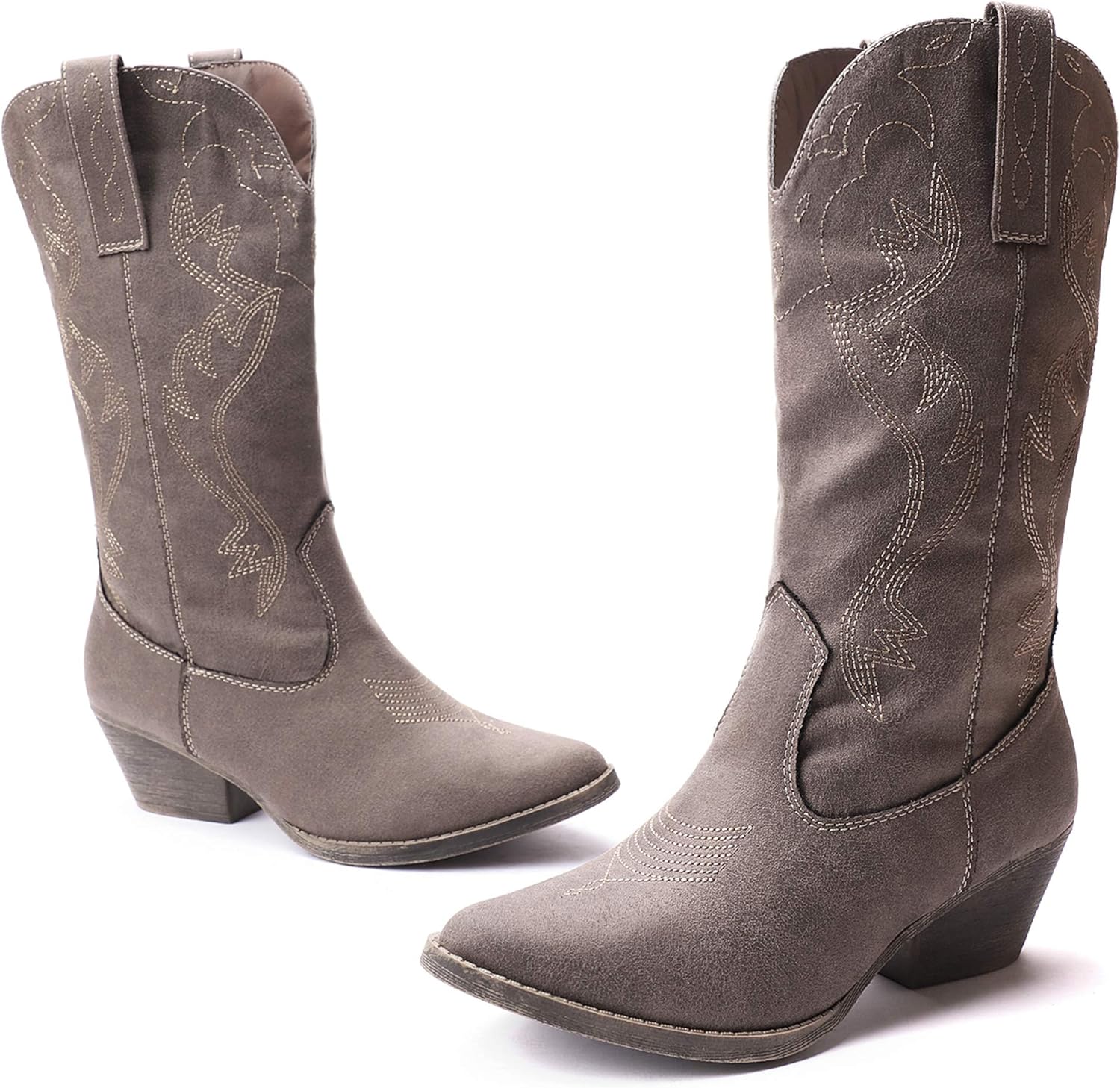 mid calf western boots for women