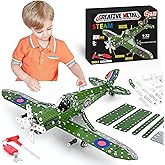 Ferthor Fun STEM Building Toys Model Airplane Kits for Boys 8-12,Airplane Model Scale 1:32 Metal Building Kit,Erector Sets Model Planes for Kids 8-12,Best Airplane Gifts for Hurricane Fighter Fans