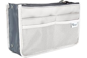 Periea Chelsy Purse Organizer - Handbag, Tote, Bag Organizer Insert - 13 Pockets, 3 Sizes, 39 Color Designs - Perfect Cosmetics Travel Pouch for Make Up (White, Small)