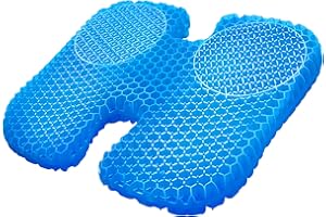 チチロバ(TITIROBA) Gel H Shaped Seat Cushion Particles Massage Pad for Long Siting Hemorrhoids Prostatitis Pressure Sores Relief Soft&Breathable for Desk Office Products Driving Wheelchair Pregnancy（17.7x16.5x1.57in