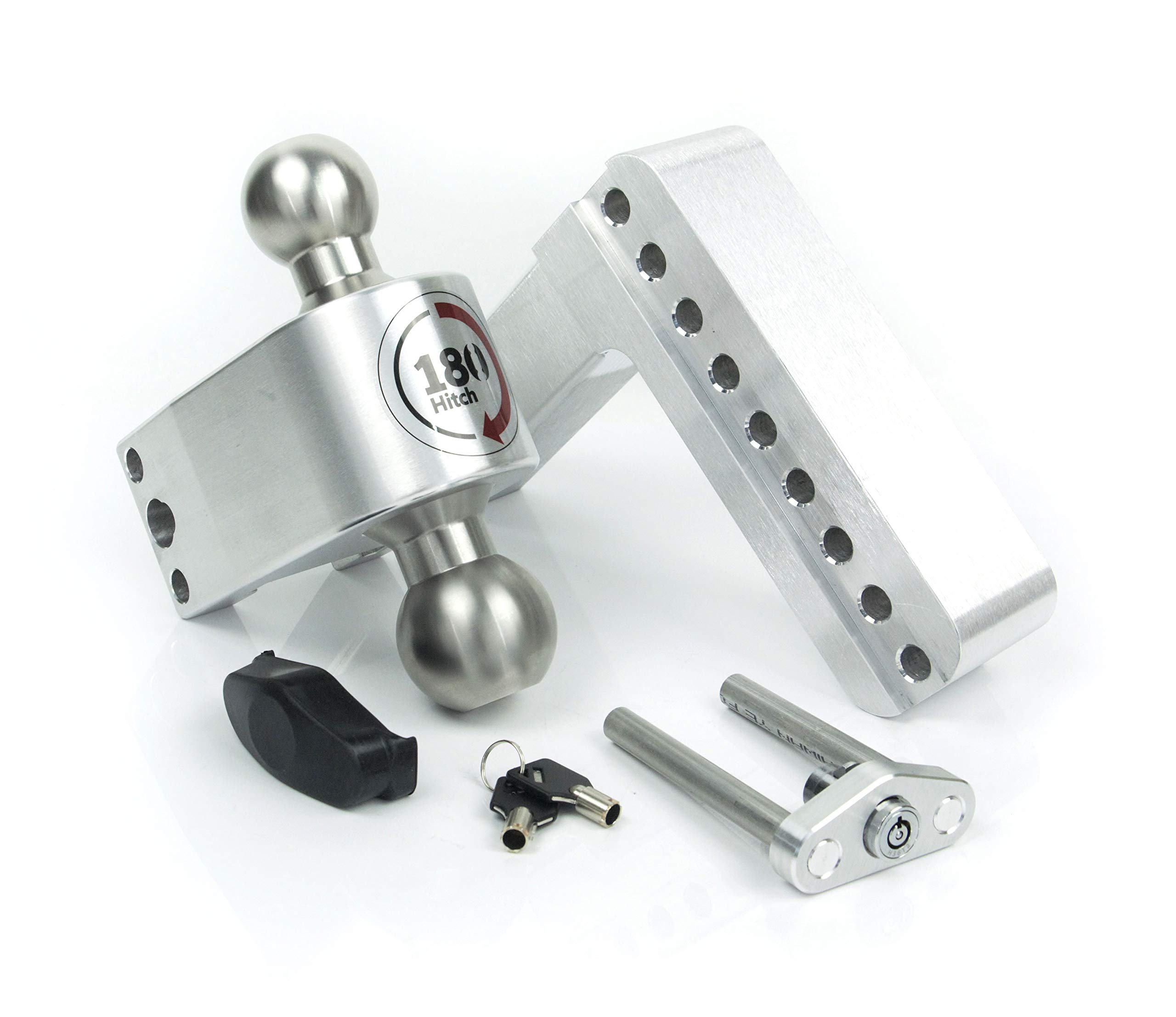Weigh Safe LTB8-2.5-KA-CER-BLA Drop Hitch Receiver - 2.5" Adjustable, 8" Drop/Turnover, Black
