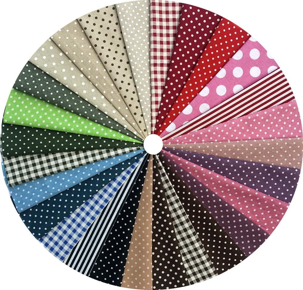 Grannycrafts 27pcs 20x30cm Cotton Linen Blended Printed Craft Fabric Bundle Squares Patchwork Lint Print Cloth Fabric Tissue DIY Sewing Scrapbooking Quilting Polka Dots Series