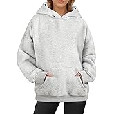 ZENUTA Oversized Hoodies for Women, Long Sleeve Fleece Womens Sweatshirt with Pocket Pullover Fall Outfits Winter Clothes, X-Large, Grey
