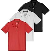 Real Essentials 3 Pack: Girls' Short Sleeve Performance Polo School Uniform(Ages 4-18)