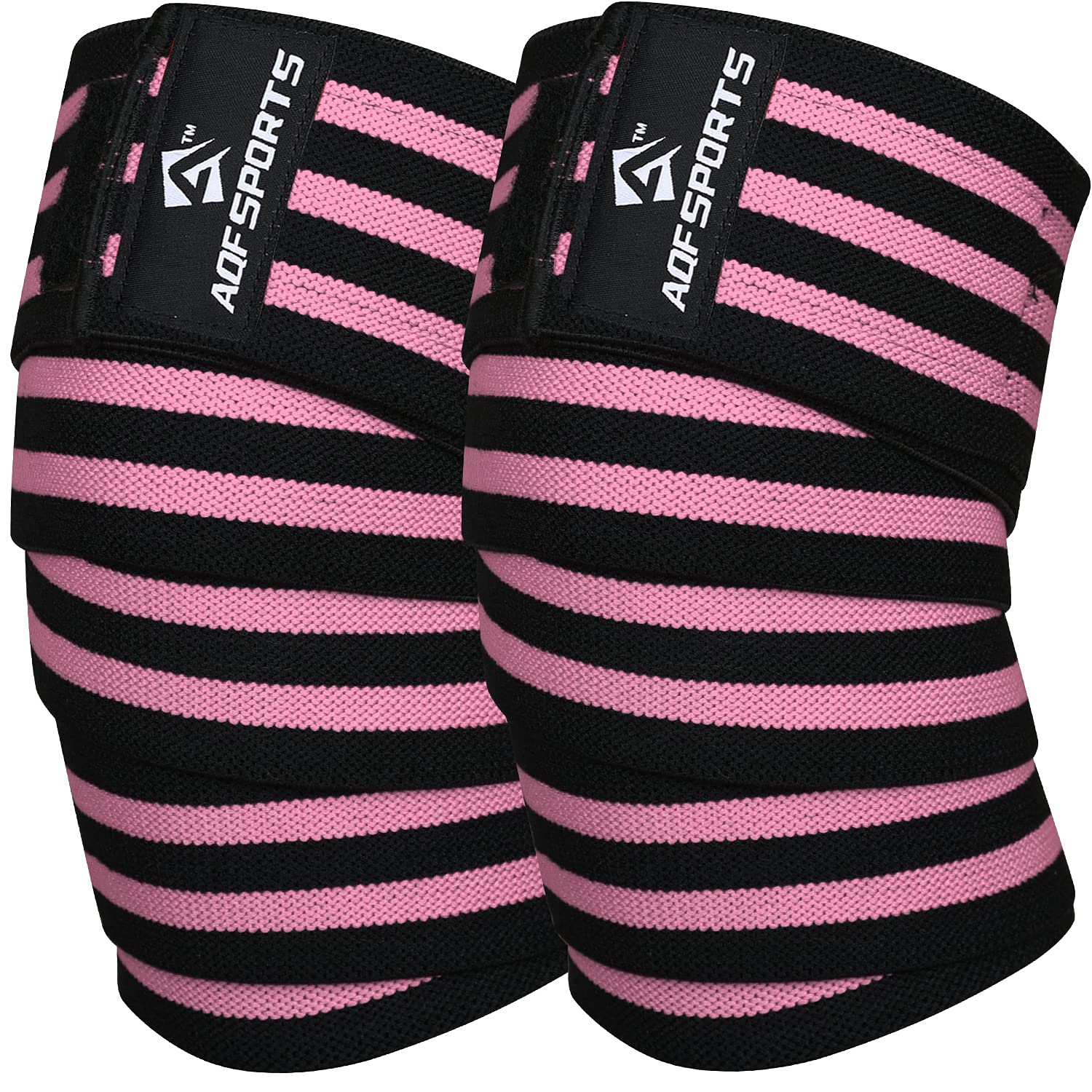 AQF Knee Wraps Weight Lifting Bandage - IPL and USPA Approved Gym Knee Support - Heavy Duty 78” Elasticated Support Straps Guard Powerlifting, Squatting (Pair)