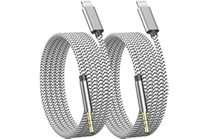 UCACA [Apple MFi Certified] Apple iPhone Aux Cord for Car, 2 Pack Lightning to 3.5 mm Aux Audio Cable Cord Compatible for iPhone 14 13 12 11 Pro Max XS XR X 8 to Car Home Stereo/Speaker/Headphone, Silver