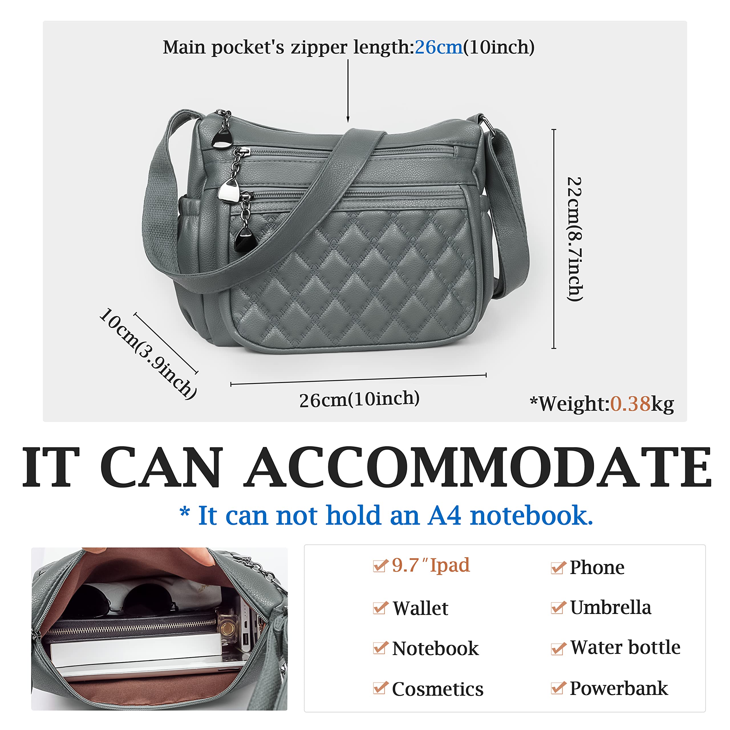 Crossbody Purse for Women Ladies Soft PU Leather Shoulder Bag Medium Roomy Handbag Fashion Tote Top Handle Satchel