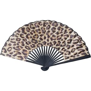 TaShow Hand Fan Foldable, 23cm Leopard Print Bamboo Large Folding Fan, Portable Handheld Lightweight Oriental Performance Pro