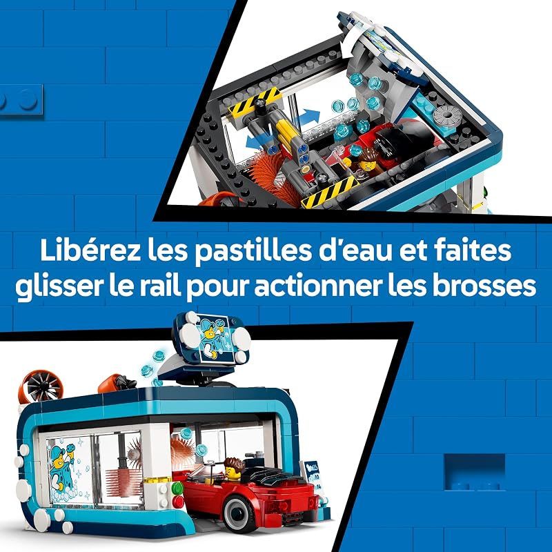 City La Station de Lavage Automatique - Jouet de Construction - Maquettes de Voitures, Fonction Nettoyage & 4 Minifigurines avec Accessoires - Cadeau d'anniversaire pour Garçon dès 6 Ans 60497 — photo 3 sur 8