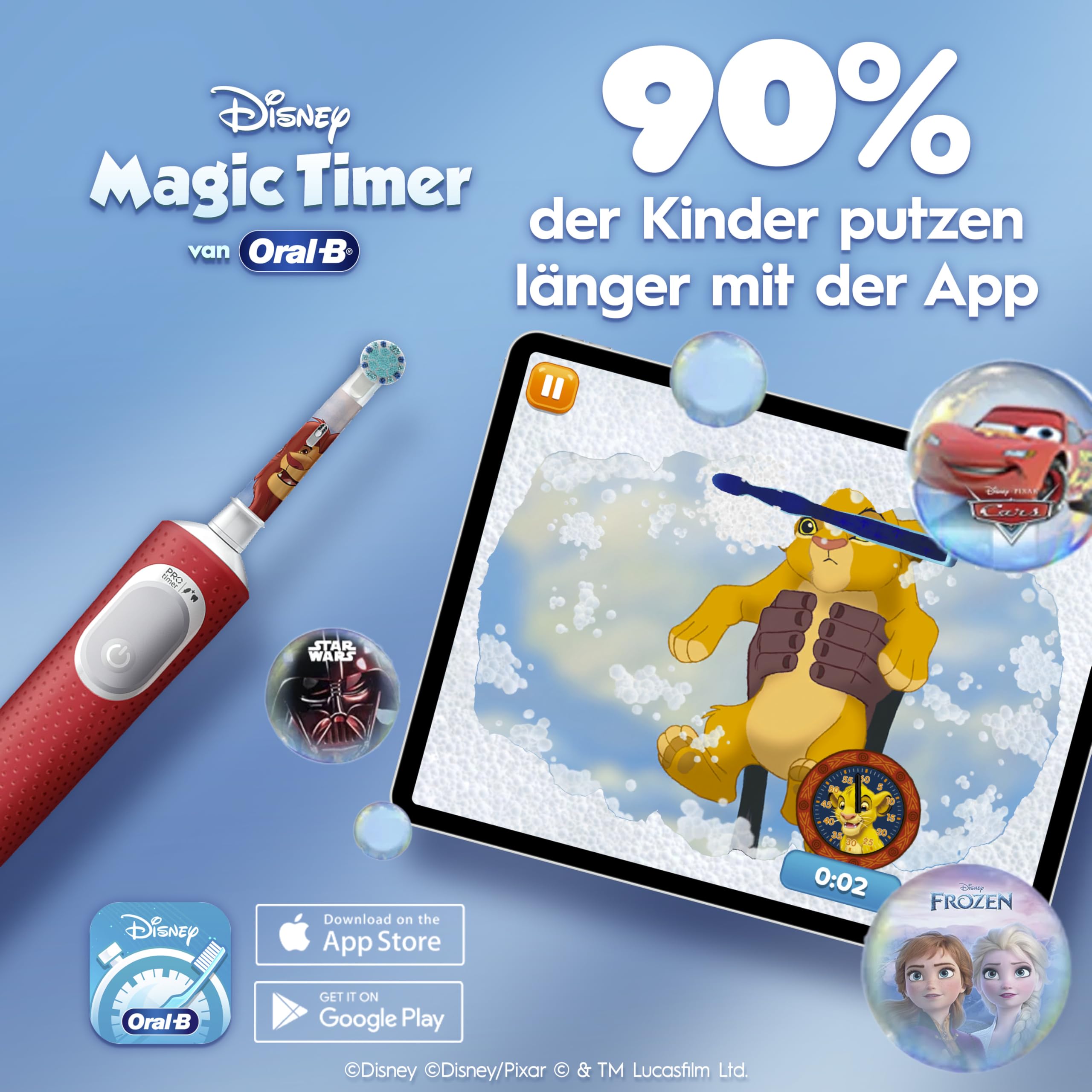 Oral-B Pro Kids König der Löwen Elektrische Zahnbürste für Kinder — Electric Toothbrush ab 3 Jahren inkl. 1 Aufsteckbürste, Reise-Etui und 2 Putzmodi für Zahnpflege, Weiß/Rot 7