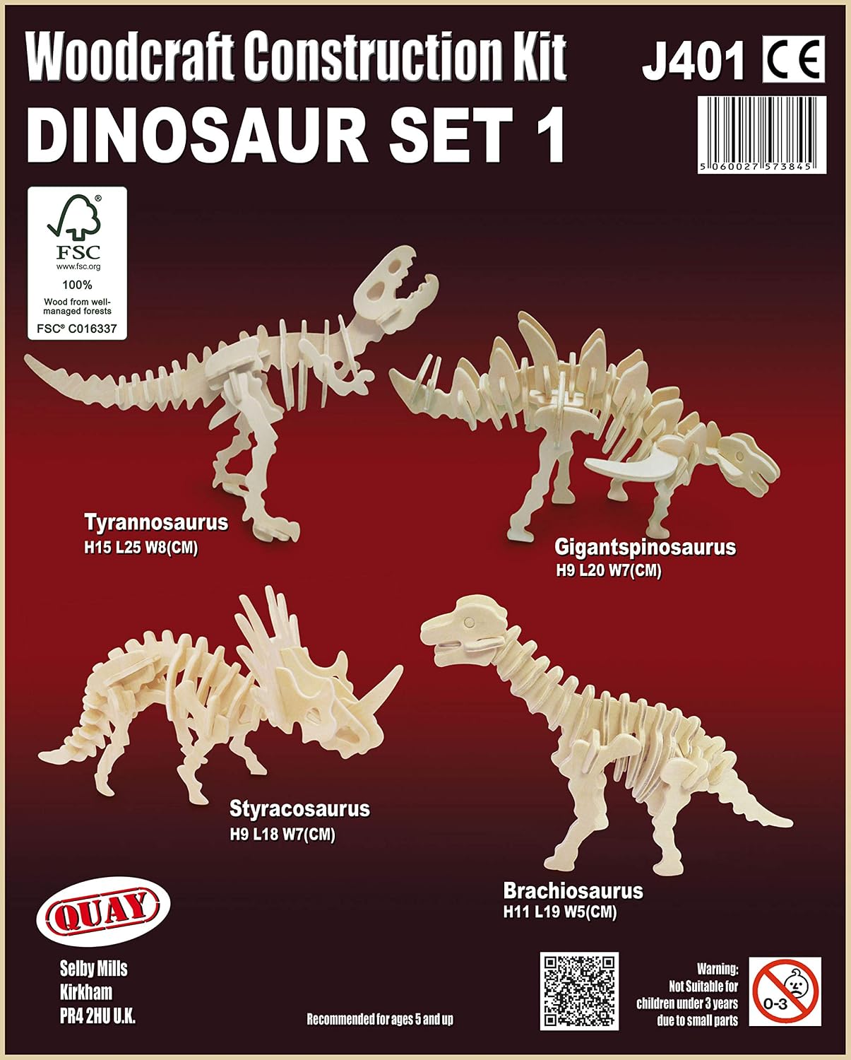 Quay Dinosaur Set 1 Woodcraft Construction Kit FSC – BigaMart