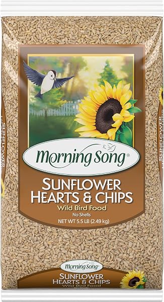 Morning Song Sunflower Hearts & Chips Wild Bird Food, No Mess Sunflower Seeds for Birds, 5.5-Pound Bag | No Mess Sunflower Se