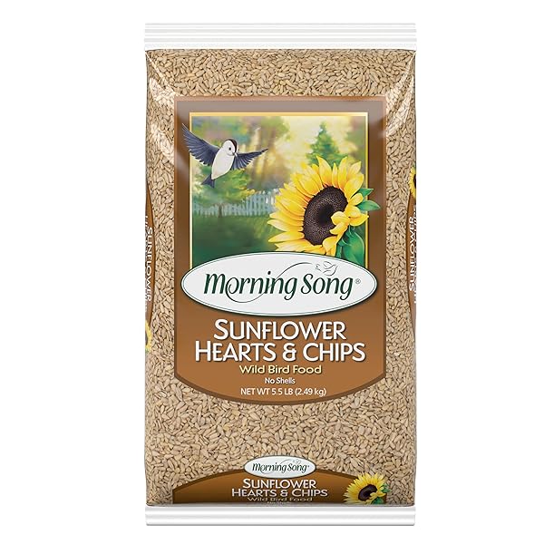 MORNING SONG SUNFLOWER HEARTS & CHIPS WILD BIRD FOOD, NO MESS SUNFLOWER SEEDS FOR BIRDS, 5.5-POUND BAG