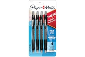 Paper Mate Profile Retractable Ballpoint Pens, Bold Point (1.4 mm), Black, 4 Count
