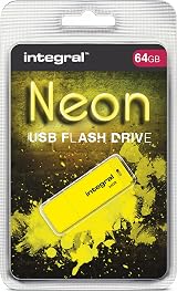 Integral 64GB Neon Yellow USB 2.0 Flash Drive Pen Stick Drive - UK Assembled view 2
