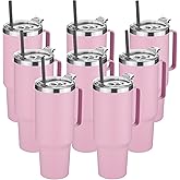 HASLE OUTFITTERS 40 oz Stainless Steel Tumbler with Handle, Vacuum Insulated Tumblers Bulk, Reusable Double Wall Travel Coffee Mug, Durable Powder Coated Water Bottle(Pink, 8)