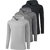 Ullnoy 3 Pack: Youth Boys Long Sleeve Hoodie Shirts dry fit hoodies for teen boys Active Long Sleeve Hoodie Sweatshirts