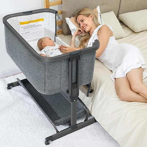 AMKE Baby Bassinets, Bedside Sleeper for Baby,All mesh Baby Crib