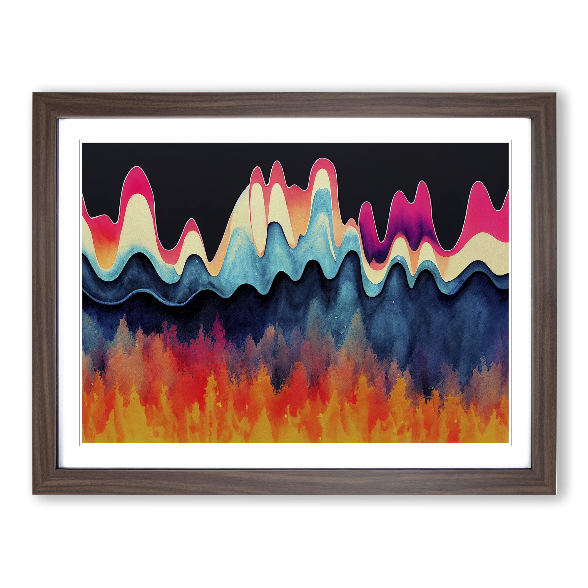 Audio Soundwave Art Vol.1 Abstract Framed Print | A4 Walnut Framed Wall Art | Ready to Hang | Abstract Fantasy Picture | Living Room Bedroom Lounge Office