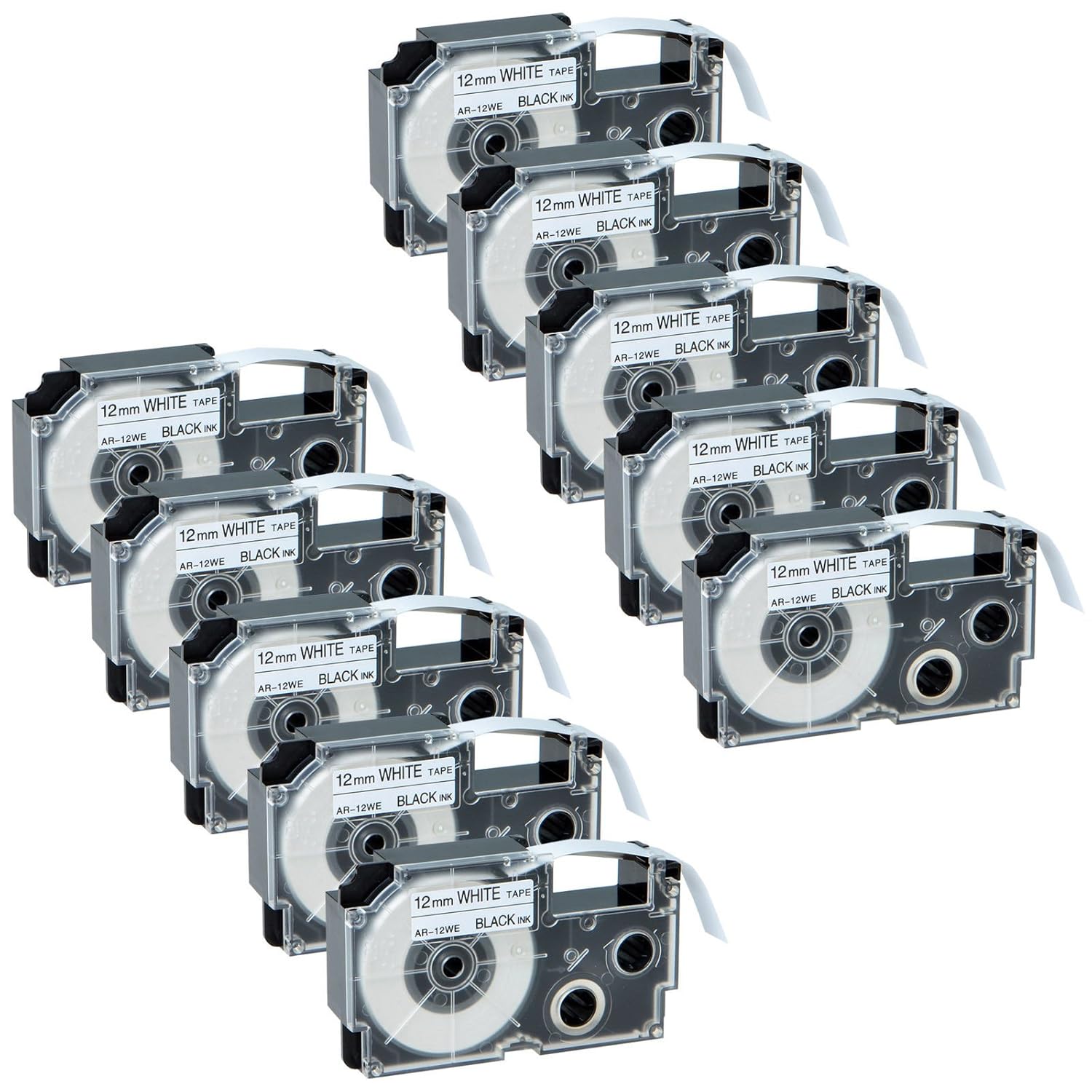 10PK Compatible Casio Label Tape XR9WE Black on White Label Maker 9mm