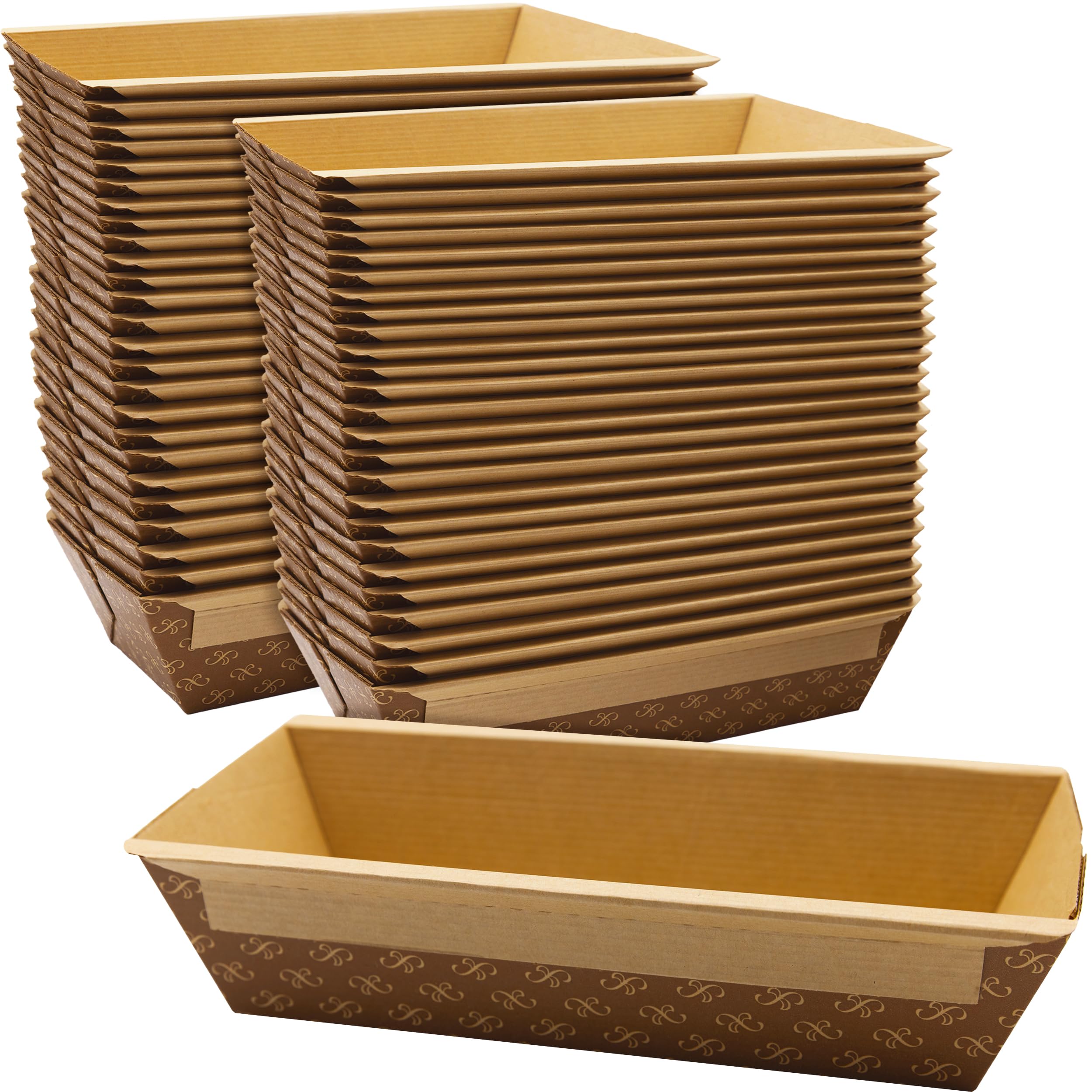 Photo 1 of ***MISSING PIECES -SELLING AS IS 28 PK ONLY*** Chef-Grade Elegant 1Lb Paper Loaf Pans 28 Pk. Best Disposable Bakeable Kraft Pan Supply for Baking Bread, Small Meatloaf, Lemon Bundt Cake, Sweets for Holiday Gifts, Bake Sales or Fundraiser.
