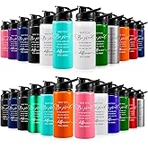 Bokon 24 Pack Thank You Inspirational Gifts Reusable Aluminum Water Bottle Bulk Lightweight Leakproof Metal Sports with Lid for Christmas Gym Camping Hiking Back to School Gift(Colorful,17 oz)