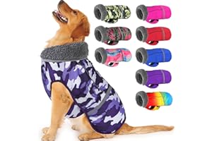 Dogcheer Warm Dog Coat, Waterproof Dog Jacket Reflective Adjustable Dog Winter Coat with Buckle, Christmas Dog Snow Jacket Cozy Dog Cold Weather Coats for Small Medium Large Dogs - Camo Purple M