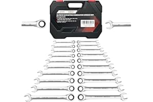 EACELIY 22PCS Ratcheting Combination Wrench Set,Combo Ratchet Wrenches Set,72 Teeth, Metric & SAE,6-18mm,1/4-3/4",CR-V Steel