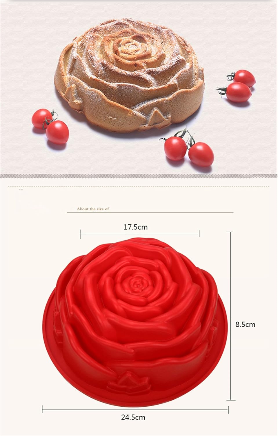 FantasyDay 9.3 Big Rose Flower Birthday Cake Mold Silicone Cake Baking Pan/Silicone Mould for Anniversary Cake Loaf, Muffin - Image 5