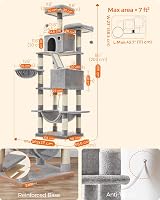 Feandrea Cat Tree 206 cm Large Tall Cat Tower with 13 Scratching Posts view 6