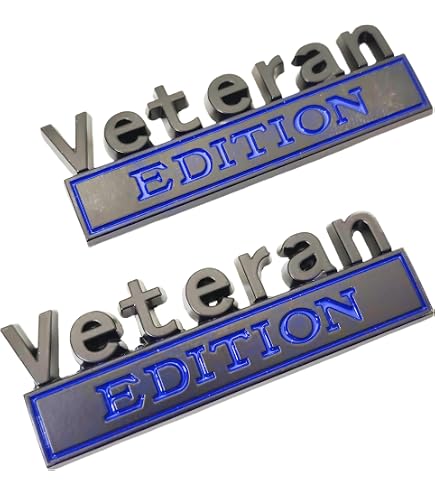 2-Pack Veteran Edition Metal Truck Emblems - 3D Raised Black Car Badges For SUV & Truck Door Decoration